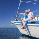 Older couple on a sail boat