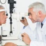 Patient having their eye examined